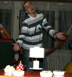 Čokoládové fondue s pozadím